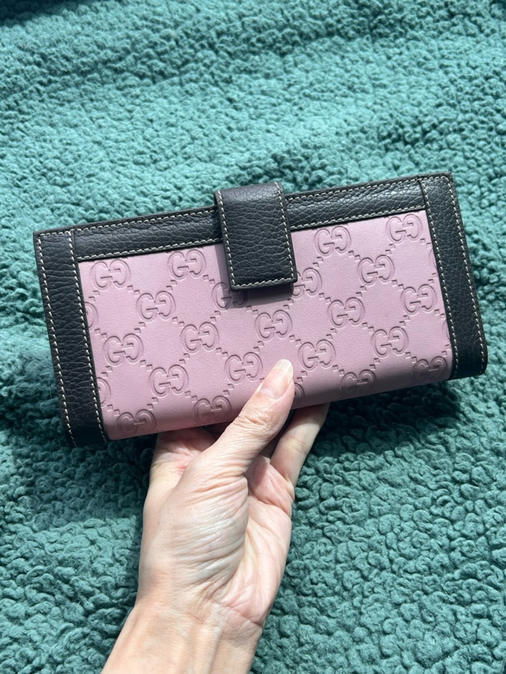 New Authentic Gucci Guccissima GG Leather Wallet Pink & Espresso - Picture 2 of 9